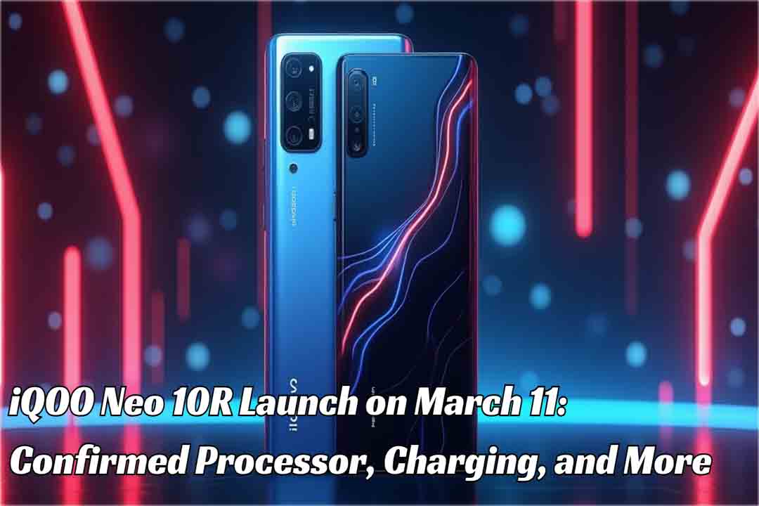 iQOO Neo 10R smartphone with Snapdragon 8s Gen 3, 6.78-inch 1.5K AMOLED display, 6,400mAh battery, and 80W fast charging, designed for gamers with e-sports mode and a sleek, ultra-slim body."